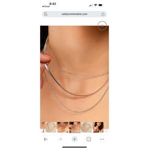 Caitlyn minimalist sterling silver triple layer chain necklace new